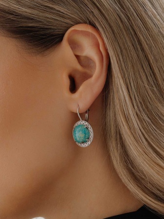 Купить оптом серьги из серебра с бирюзой 2340311999 от Krasnoe