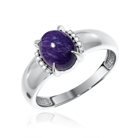 Купить оптом кольцо из серебра с чароитом и фианитами 1340460371л от Krasnoe