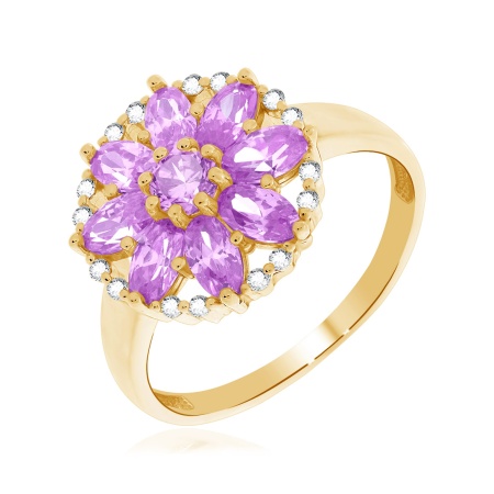 Купить оптом кольцо из серебра с аметистами и фианитами 1320791804л от Krasnoe