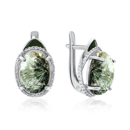 Купить оптом серьги из серебра с серафинитами и фианитами 374701F131л от Krasnoe