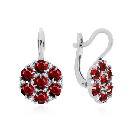 Купить оптом серьги из серебра с гранатами и фианитами 2340151789 от Krasnoe