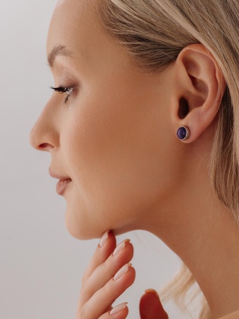 Купить оптом пусеты из серебра с аметистами П340062780 от Krasnoe