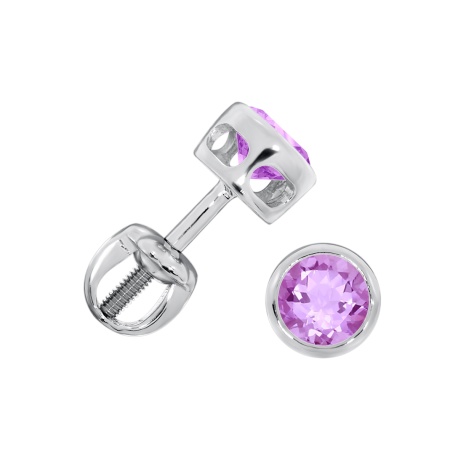 Купить оптом пусеты из серебра с аметистами П340062550 от Krasnoe