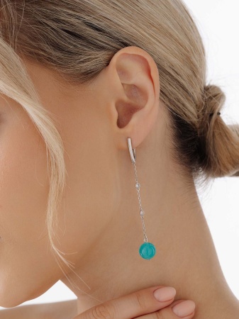 Купить оптом серьги из серебра с амазонитами и фианитами 2340370853л от Krasnoe