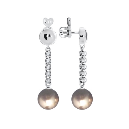 Купить оптом серьги из серебра с жемчугами и фианитами 2340241043л-42 от Krasnoe