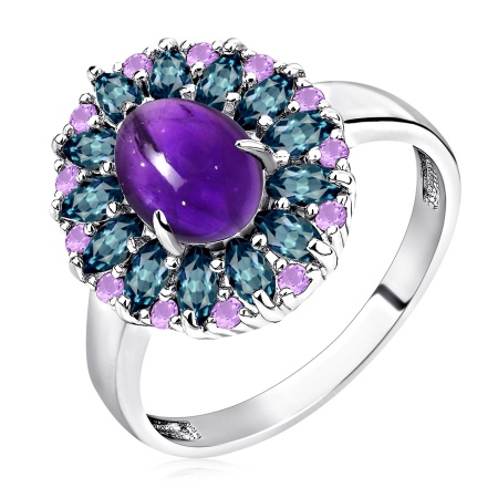 Купить оптом кольцо из серебра с аметистом и ситаллами 1340064314-АМ1 от Krasnoe