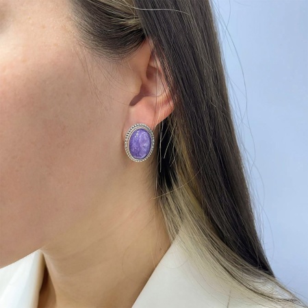 Купить оптом серьги из серебра с чароитами 2310460969 от Krasnoe