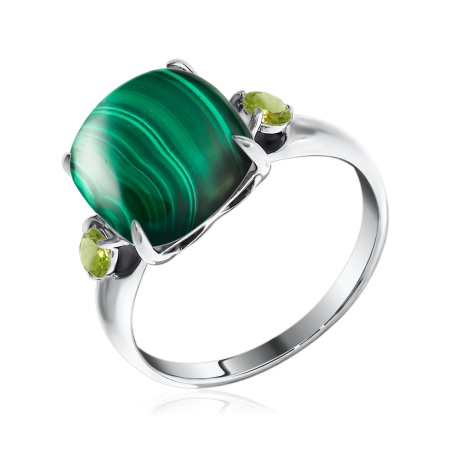 Купить оптом кольцо из серебра с малахитом и фианитами 1340380380-65 от Krasnoe
