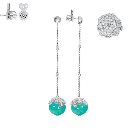 Купить оптом пусеты из серебра с амазонитами и фианитами 2340370855л от Krasnoe