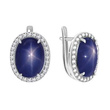 Купить оптом серьги из серебра с сапфир звездчатыйами и фианитами 2340940253-8 от Krasnoe