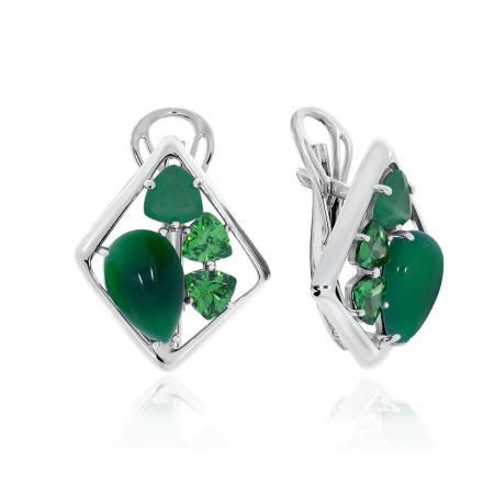 Купить оптом серьги из серебра с агатами, кристалл ювелирныйами и фианитами 2340391178-60 от Krasnoe