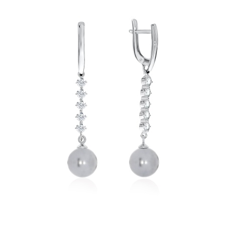 Купить оптом серьги из серебра с жемчугами и фианитами 2340241040-21 от Krasnoe