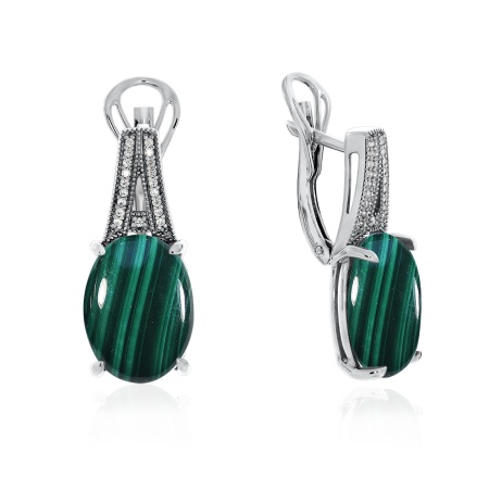 Купить оптом серьги из серебра с малахитами и фианитами 2340383537л от Krasnoe