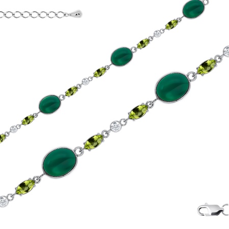 Купить оптом браслет из серебра с агатами, фианитами и нанохризолитами 4340392509л-20-60 от Krasnoe