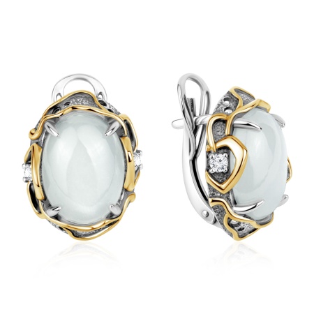 Купить оптом серьги из серебра с лунным камнем и фианитами 2317935329 от Krasnoe