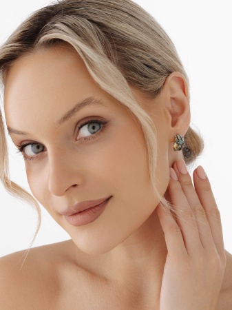 Купить оптом серьги из серебра с фианитами и ситаллами 2317872124л-108 от Krasnoe