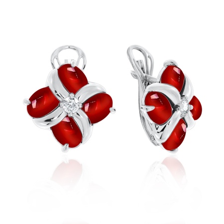 Купить оптом серьги из серебра с фианитами и ситаллами 2340882908-38 от Krasnoe