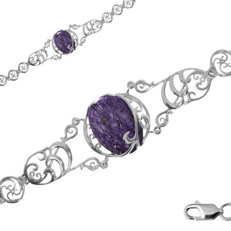 Купить оптом браслет из серебра с чароитом 4340463083-19 от Krasnoe