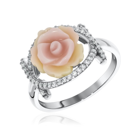 Купить оптом кольцо из серебра с перламутром и фианитами 1340490801л-30 от Krasnoe