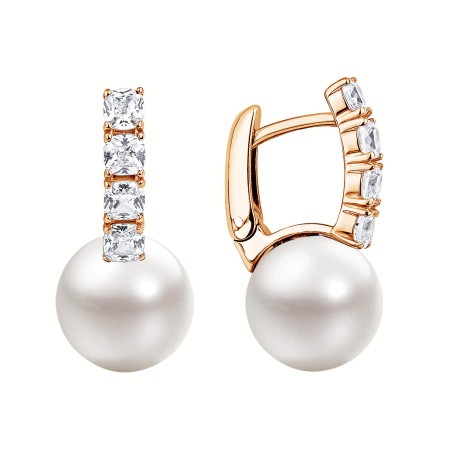Купить оптом серьги из серебра с жемчугами и фианитами 2320241577 от Krasnoe