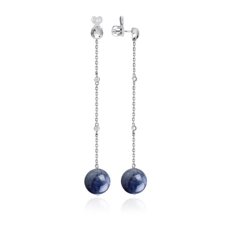 Купить оптом пусеты из серебра с танзанитами и фианитами 2340960851л от Krasnoe