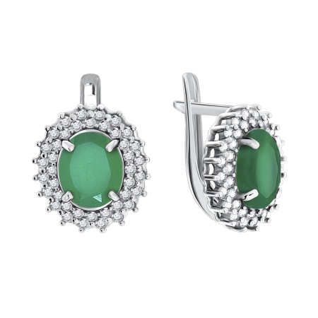 Купить оптом серьги из серебра с агатами и фианитами 2340390145л-60 от Krasnoe