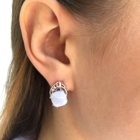 Купить оптом серьги из серебра с агатами и фианитами 2340390984-84 от Krasnoe