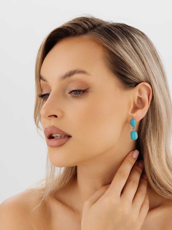 Купить оптом серьги из серебра с ситаллами и бирюзой 2340311434-78 от Krasnoe