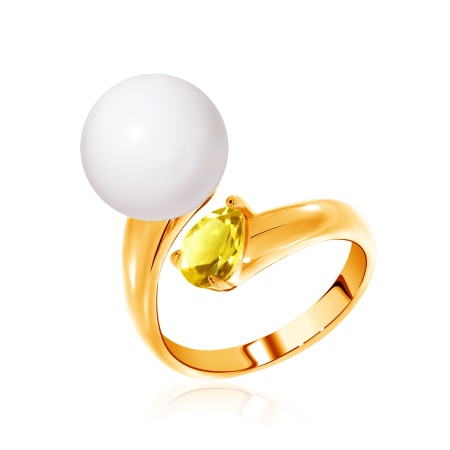 Купить оптом кольцо из серебра с цитрином и агатом 1320871396-1-74 от Krasnoe