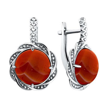 Купить оптом серьги из серебра с сердоликами 2310681998 от Krasnoe