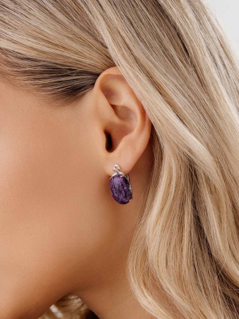 Купить оптом серьги из серебра с чароитами 2340460112 от Krasnoe