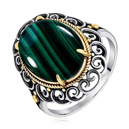 Купить оптом кольцо из серебра с малахитом 1317385090 от Krasnoe