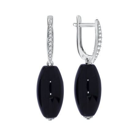 Купить оптом серьги из серебра с ониксами и фианитами 2340430324л-1 от Krasnoe