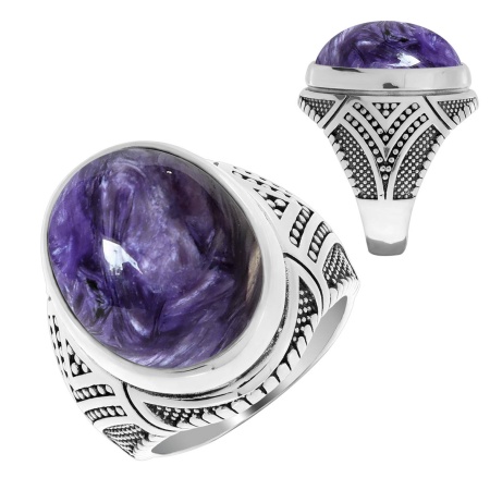 Купить оптом кольцо из серебра с чароитом 1310461488 от Krasnoe