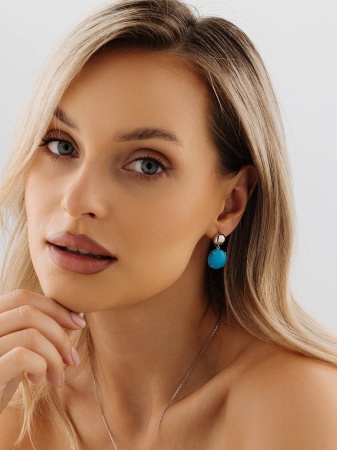 Купить оптом серьги из серебра с бирюзой 2340Б26365 от Krasnoe
