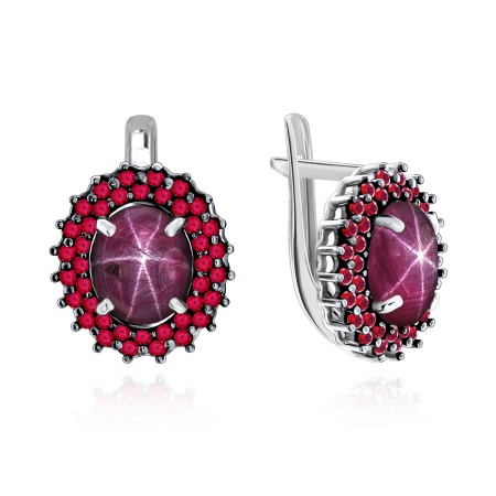 Купить оптом серьги из серебра с рубинами звездчатыми и натуральными корундами 2348940145л-3-37 от Krasnoe