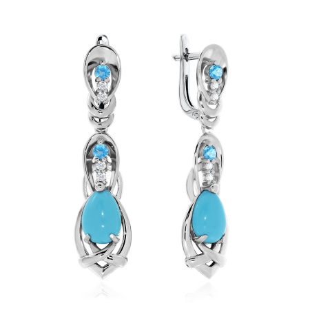 Купить оптом серьги из серебра с бирюзой и фианитами 2340270945 от Krasnoe