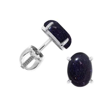 Купить оптом пусеты из серебра с синтетическими авантюринами 2340362321-80 от Krasnoe