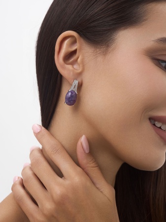 Купить оптом серьги из серебра с чароитами и фианитами 2340463537л от Krasnoe