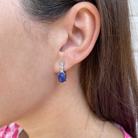 Купить оптом серьги из серебра с лазуритами и фианитами 2340470364 от Krasnoe