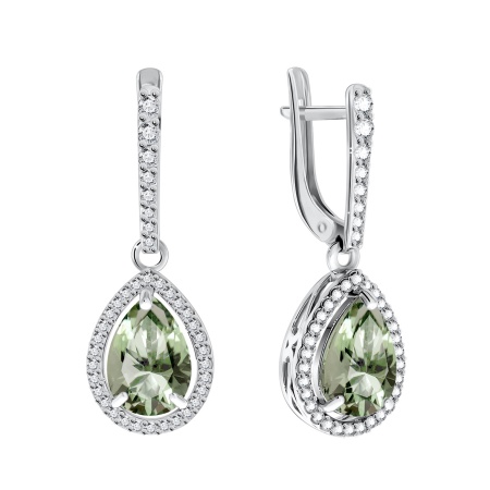 Купить оптом серьги из серебра с кварцем и фианитами 2340183625л-69 от Krasnoe