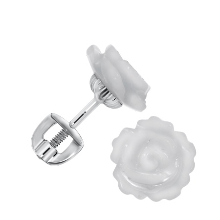 Купить оптом пусеты из серебра с перламутрами П340491210 от Krasnoe