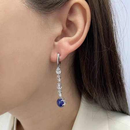 Купить оптом серьги из серебра с лазуритами и фианитами 2340471205-1 от Krasnoe