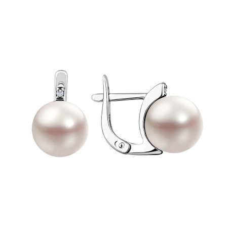 Купить оптом серьги из серебра с жемчугами и фианитами 2340244322л от Krasnoe