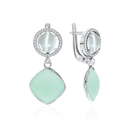 Купить оптом серьги из серебра с агатами, кошачий глазами и фианитами 2340392518л-61 от Krasnoe