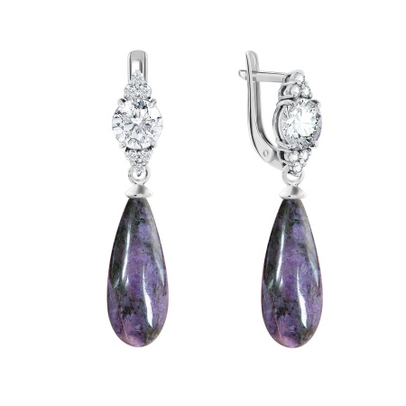 Купить оптом серьги из серебра с чароитами и фианитами 2340464654-84 от Krasnoe