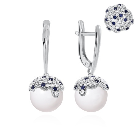 Купить оптом серьги из серебра с агатами, ситаллами и фианитами 2340390807л-10 от Krasnoe