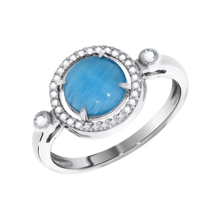 Купить оптом кольцо из серебра с кошачий глазом и фианитами 1340260343л-70 от Krasnoe