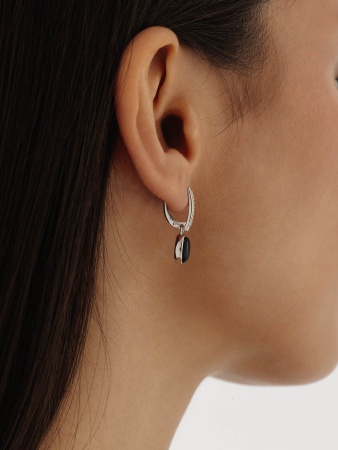 Купить оптом серьги из серебра с синтетическими авантюринами и фианитами 2340360375л-80 от Krasnoe