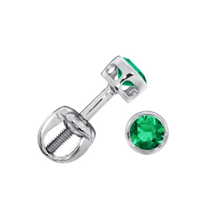 Купить оптом пусеты из серебра с наноизумрудами П340882535-60 от Krasnoe